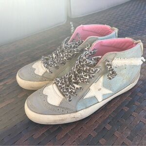 Golden Goose Gray and Pink Sneakers